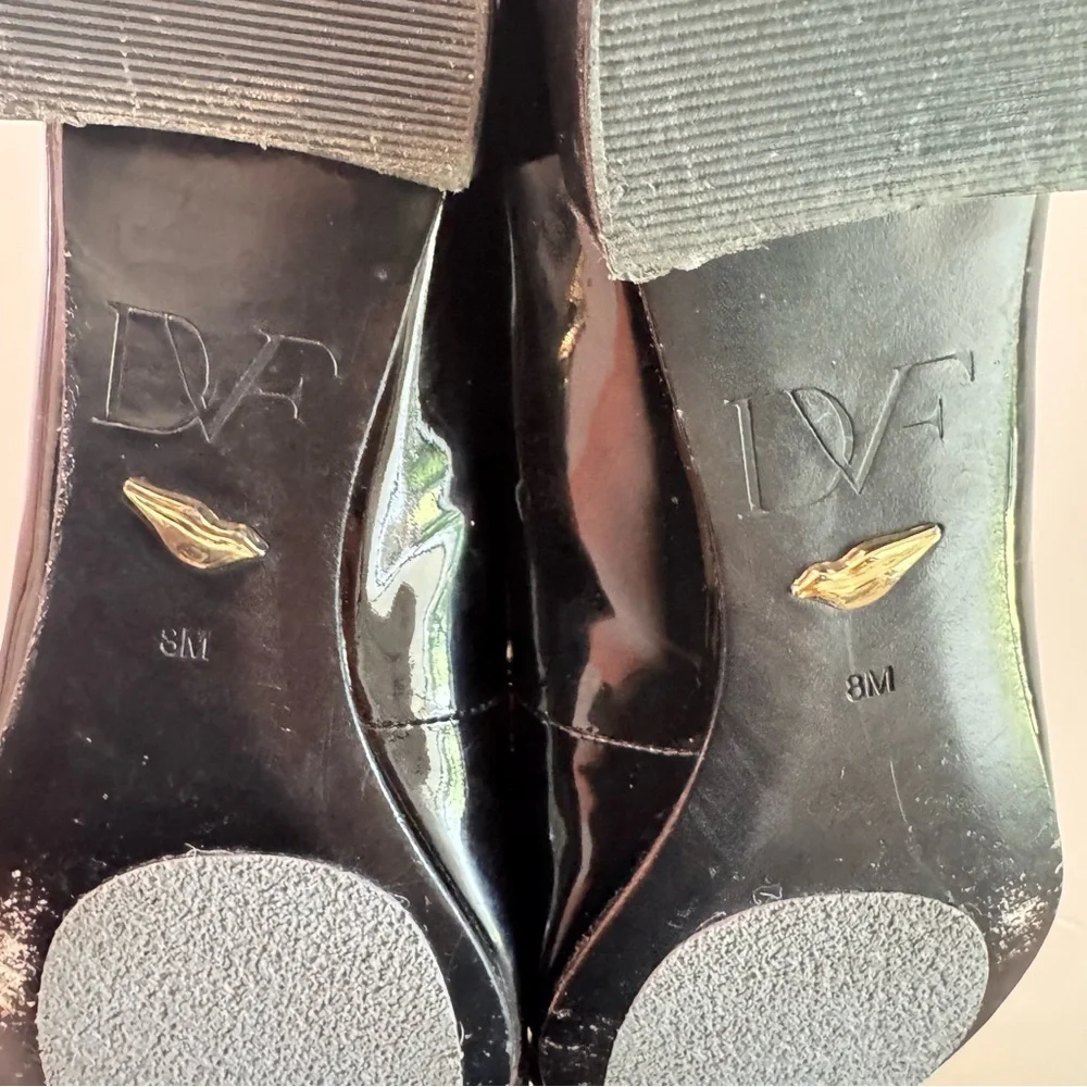 Diane Von Furstenberg‎ Black Patent Leather Pointed Toe Flats 8M